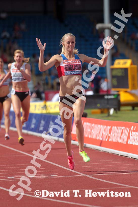 Hannah England winning the 1500 metres at the Sainsbury's British Championships, Birmingham.